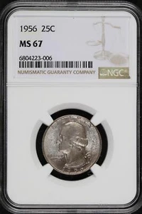 1956 Washington Silver Quarter NGC MS67 Toned *DoubleJCoins* 2200-64 - Picture 1 of 2