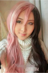 RWBY Neopolitan Cosplay Perücke Rosa & Braun Mix Lange Lockige Perücke - Bild 1 von 7
