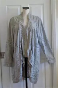 Giacca copricostume Sundance grigio chiaro boho ricamata occhielli aperta OS XL 1X 46B - Foto 1 di 15