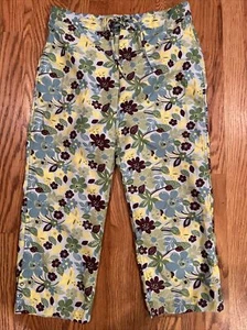 Girl's Patagonia Floral Capri Pant Blue, Yellow, Green, Brown X-Large (14) EUC - Picture 1 of 8