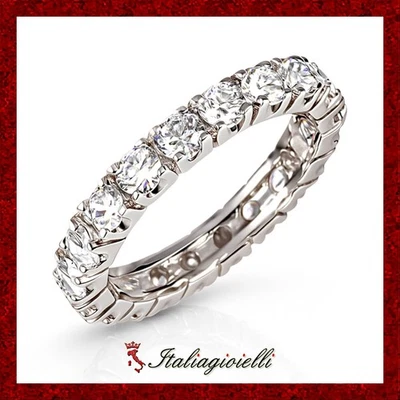 Abbagliante Anello Veretta Eternity in Argento 925 Rodiato Oro Bianco - Immagine 1 di 4