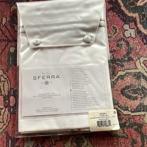 Sferra Grand Hotel King Sham White/Grey 100% Cotton Percale Made in Italy - Picture 1 of 1