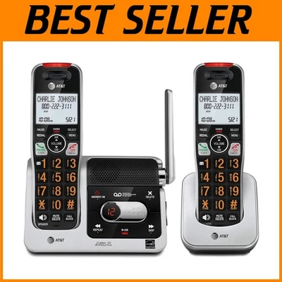 Conjunto de telefone sem fio prata/preto com assistência de áudio - Imagem 1 de 4