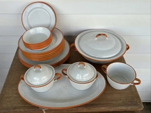 (41) Piezas De Colección Esmalte Naranja/Blanco GRANITEWARE Granja Campo - Imagen 1 de 20