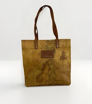 Bolso de Mano ALVIERO MARTINI Lona Geo Clásico Patrón Mapa BUEN ESTADO Foto 1 de 4