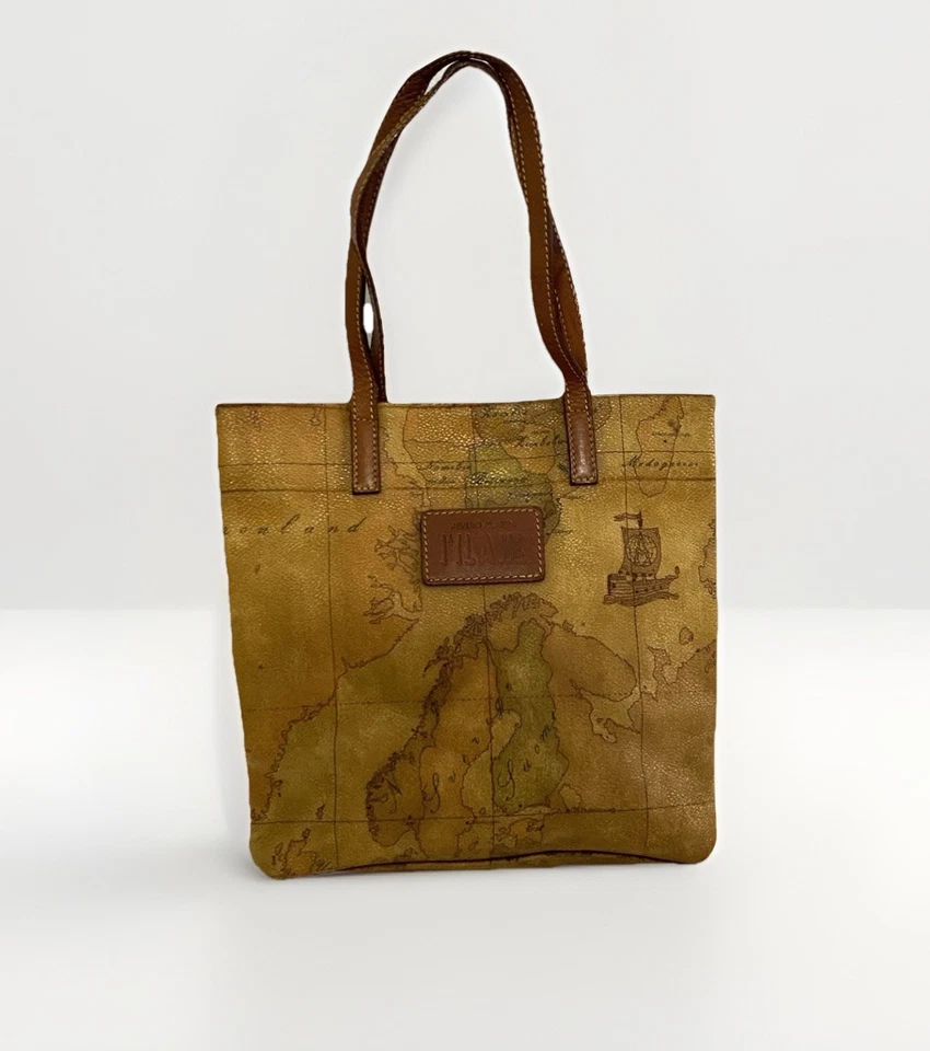 Bolso de Mano ALVIERO MARTINI Lona Geo Clásico Patrón Mapa BUEN ESTADO Foto 1 de 4