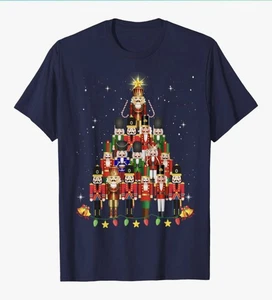 Funny Nutcracker Christmas Tree T-Shirt Matching Family Holiday Tee Blue XXL - Picture 1 of 1