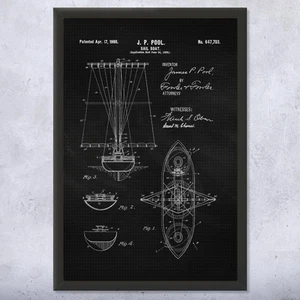 Vintage Sail Boat Patent Poster Nautical Wall Art Maritime Blueprint Print - Picture 1 of 6