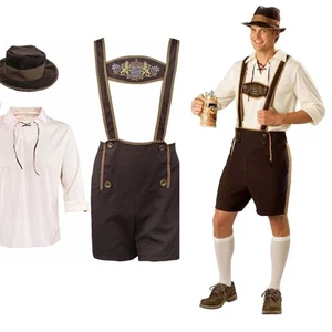 Men Oktoberfest Costume German Bavarian Lederhosen Beer Octoberfest Fancy Dress - Picture 1 of 4