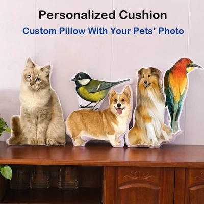 Personalised Custom Photo Pet Dog Cat Cushion Pillow Toy Unique Special Gift - Image 1 of 4