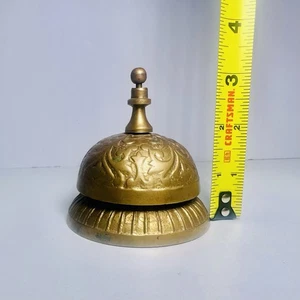 Campanello da scrivania in ottone massiccio stile vittoriano - arredamento ufficio, hotel, negozio - Foto 1 di 7