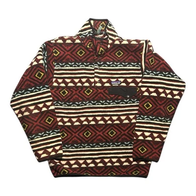 Patagonia Synchilla Para Hombres Pequeña S Rojo Suroeste Azteca A Presión Vellón Delta Waves Foto 1 de 3