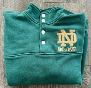 VINTAGE Notre Dame Fighting Irish Sweatshirt Adult Large Nutmeg Button NCAA 90 - Picture 1 of 10