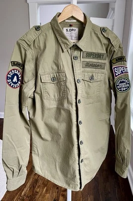 Superdry Division Men’s Patrol Edition Large Green Long Sleeve Shirt Classic Fit - Image 1 of 4