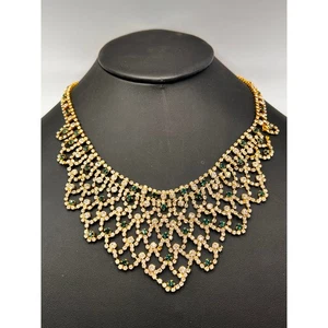 Camrose & Cross Jacklyn Kennedy Strass Latz Halskette CZ klar und grün Goth - Bild 1 von 10