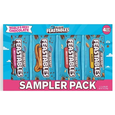 Mr. Beast Feastables Sampler Pack 4 King Size Milk Chocolate Candy Bars - Image 1 of 3