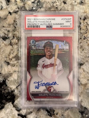2023 Bowman Chrome First Auto Welbyn Francisa Red Shimmer PSA 9 #CPAWF (#d 1/5) - Image 1 of 2