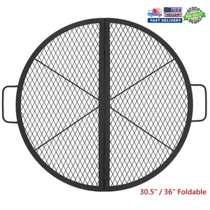 30.5"/36" Round Over Fire BBQ Grill Cooking Grate with Handle for Fire Pit US - Picture 1 of 19