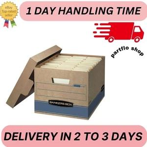 Bankers Box Heavy Duty Storage Boxes, 10" x 12" x 15" 10 Pack, Kraft Brown - Picture 1 of 5