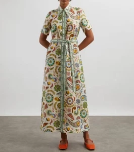 Alemais Dress Size AU 8/ US 4 Arcade Maxi Shirt Button Up Paisley European Flax - Picture 1 of 24