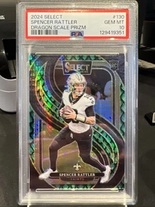 2024 Panini Select Spencer Rattler Dragon Scale /81 Saints Rookie RC #130 PSA 10 - Picture 1 of 4