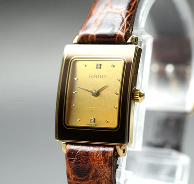 [Near MINT] RADO 153.3606.2 18mm 2P Diamond Gold Quartz Woman's Watch From Japan - Image 1 of 4