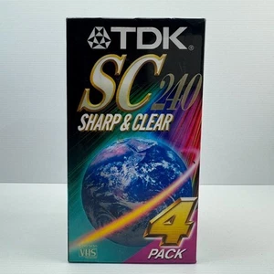 TDK SC 240 Sharp & Clear 4 Pack Blank VHS Video Cassette Tapes New & Sealed - Picture 1 of 6