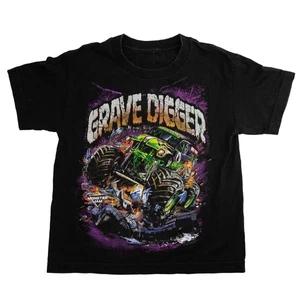 Camisa Grave Digger Juvenil M Negra Monster Jam Gráfica Camiseta Camión Demolición Derby - Imagen 1 de 6