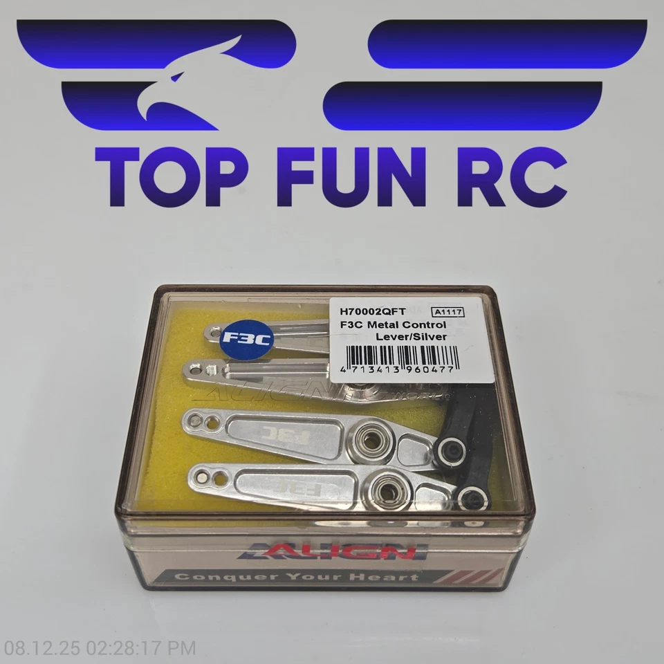 Align H70002QFT F3C Metal Control Lever Silver For TREX 700 - Image 1 of 1