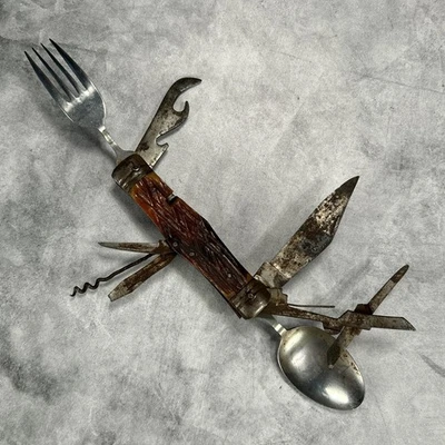 Vintage Hobo Knife Japan Multi Tool Pocket Knife Mid Century Stainless Steel 8 - Image 1 of 4