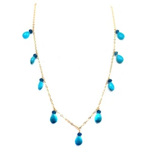 925 Sterling Silver Blue Turquoise & Sapphire July Birthstone Jewelry Necklace - Bild 1 von 5