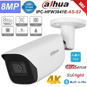 Dahua 8MP Starlight Mic AI PoE WizSense 4K IR IP Camera IPC-HFW3841E-AS-S2 Night - Picture 1 of 8
