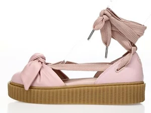 FENTY PUMA BY RIHANNA Pink Tint Leather Bow Creeper Sandals Shoes Size 7.5 - Picture 1 of 6