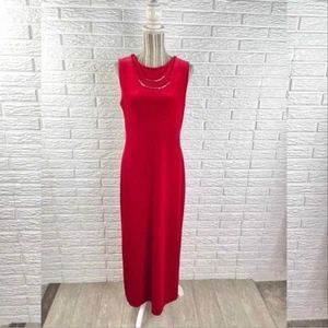 Maxi abito velluto rosso Scarlett 2000 vintage anni 90 accento collana argento tg 13/14 - Foto 1 di 9