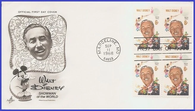 USA3 #1355 U/A ARTCRAFT FDC BL4  Walt Disney - Image 1 of 1