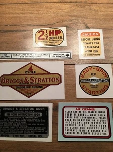 Briggs & Stratton 1961-1963 decal  Aluminum 2-1/2-hp Vertical shaft Set of 7 - Picture 1 of 7
