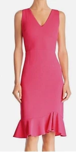 Betsey Johnson Woman’s Size 10 Pink Sleeveless V Neck Ruffle Hem Dress NWT - Picture 1 of 7