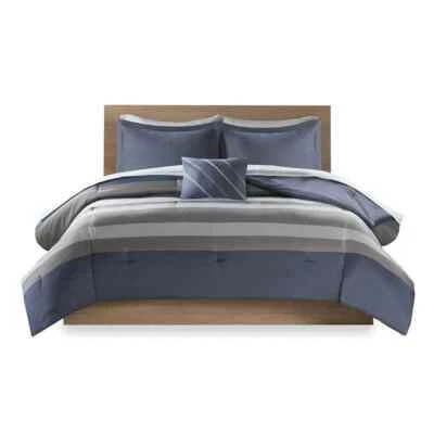 Intelligent Design Blue & Grey Printed Comforter & Full Sheet Set - New - Image 1 of 4