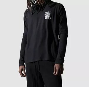 $118 Twenty Montreal Men's Black Cotton Knit Long Sleeve Crewneck T-Shirt Size L - Picture 1 of 5
