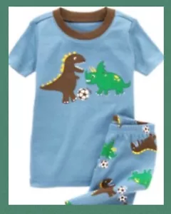 NWT 6-12 Gymboree “Dinosaurs” 2pc Cotton GYMMIES Sleepwear PAJAMAS Shorties Blue - Picture 1 of 2