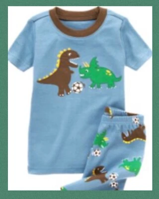 NWT 6-12 Gymboree “Dinosaurs” 2pc Cotton GYMMIES Sleepwear PAJAMAS Shorties Blue - Image 1 of 2
