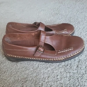 Dexter Shoes Womens 11 M Brown Leather Mary Jane Marie Casual Loafers Buckle EUC - Picture 1 of 14