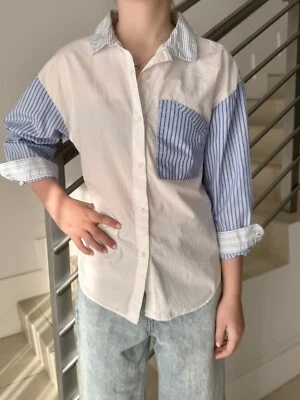 Zara Girls Dress Shirt, White/Blue, 11-12yo - Image 1 of 4