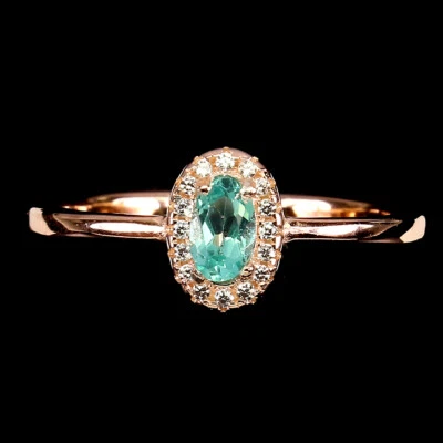 925 Argento Sterling Ovale Blu Apatite 5x3mm Finto Zirconi Anello Misura 8 - Immagine 1 di 4