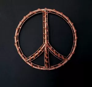 Copper Peace Sign Wall Art #1851 Solid Housewarming Hippie Boho Christmas Gift - Picture 1 of 7
