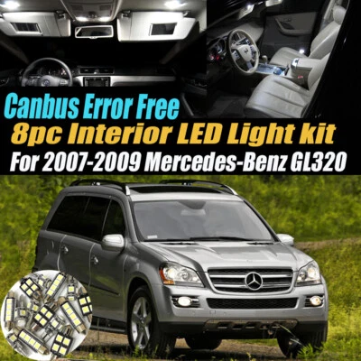 Комплект из 8 безошибочных белых внутренних светодиодных ламп для Mercedes-Benz GL320 2007-2009 годов выпуска  - Изображение 1 из 4