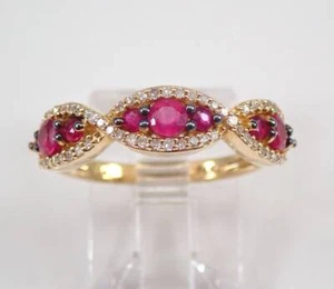 14k gold Finish Silver Ruby Diamond Wedding Ring July Gemstone - Picture 1 of 2