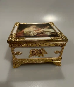 DEGAS DANSEUSES CONTINENTAL PORTRAIT JEWELRY BOX GOLD GILT - Bild 1 von 5