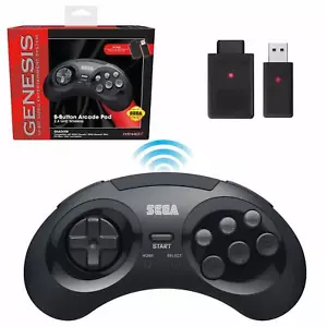 Retro-Bit 2.4 GHz Wireless Controller 8-Button Sega Genesis Original/Mini Black - Picture 1 of 8