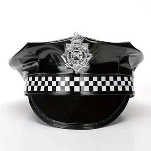 SOMBRERO DE POLICÍA Oficial Bobbies Británico Pico Disfraz Gorra (Talla Adulto/Ajuste) - Imagen 1 de 6
